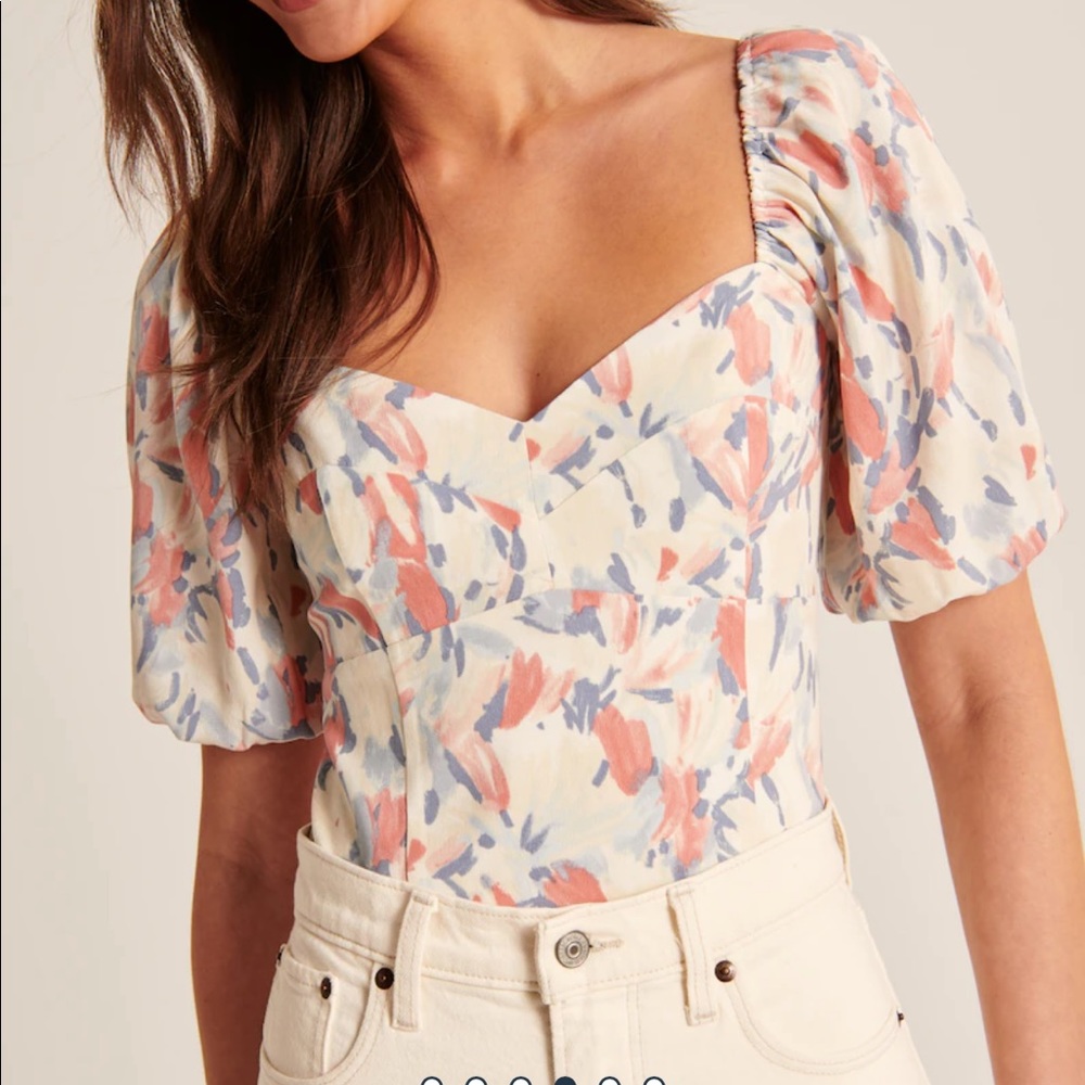 Abercrombie Corset Puff Sleeve Top